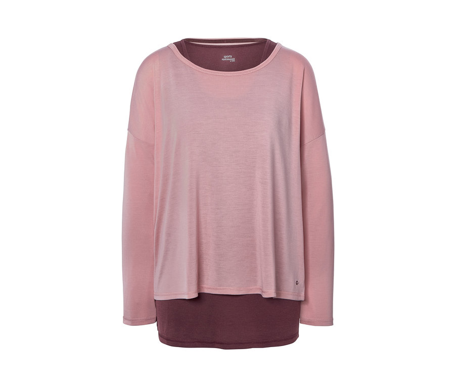 Rosa 2-in-1-Sportshirt mit langen Ärmeln.
