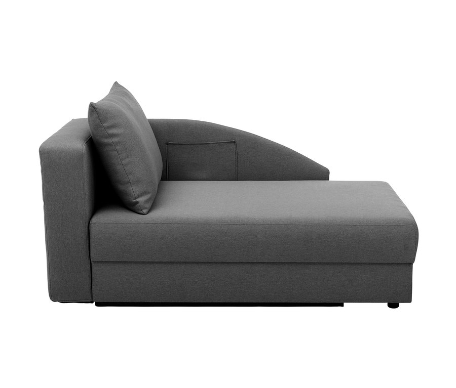 Anthrazitfarbene Polsterliege »Tobi« mit klappbarer Rückenlehne links.