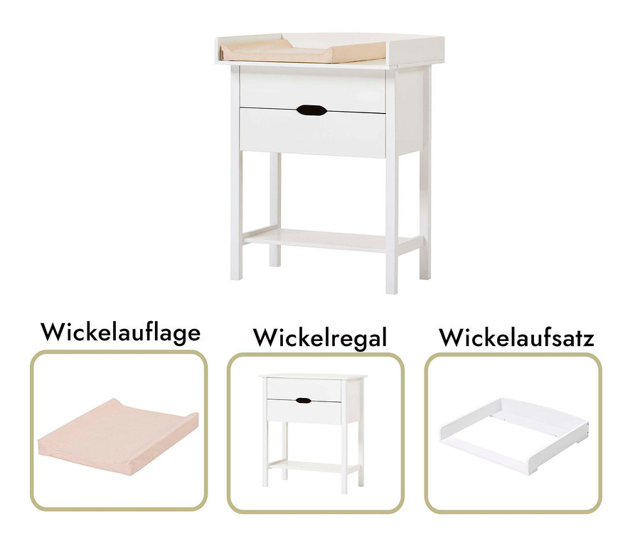 Weisse Hoppekids Wickelkommode »Isabella« mit Auflage.