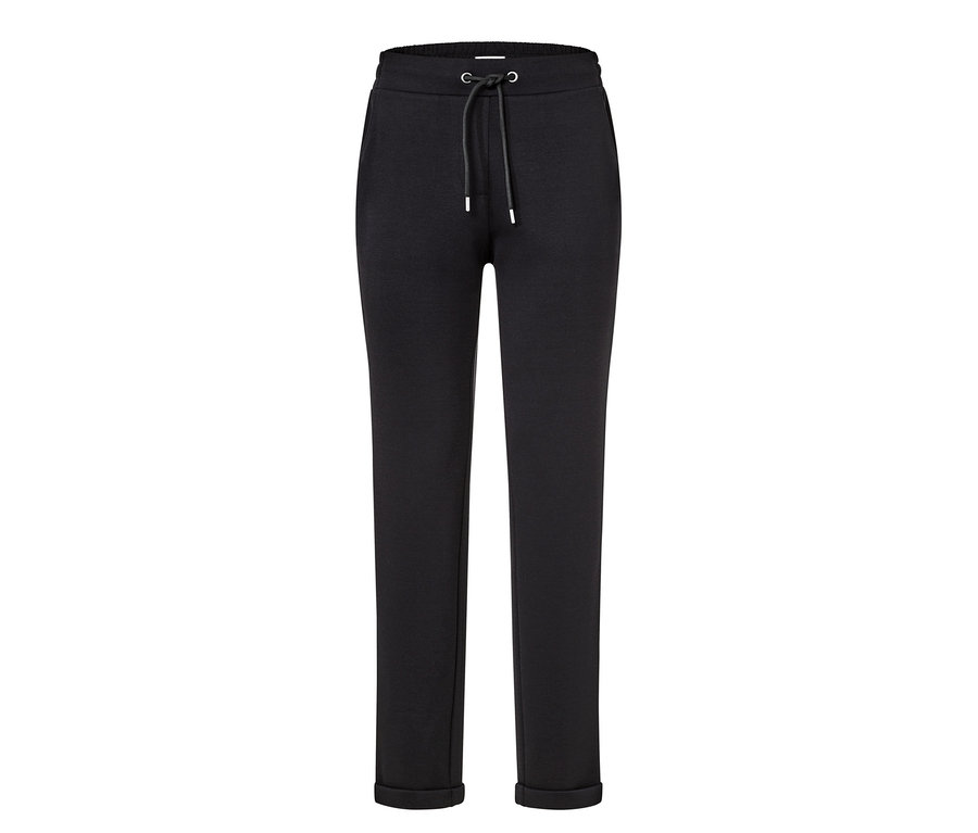 Schwarze Joggpants mit Kordelzug in der Taille.