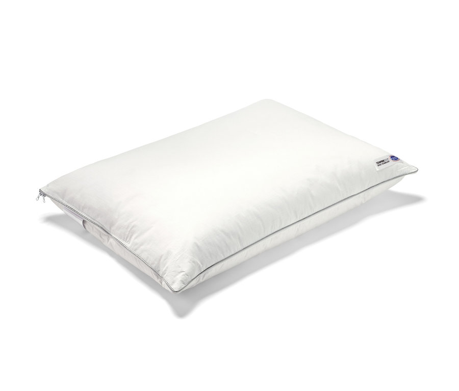 Weißes Temprakon Ergonomic Kissen auf weißem Hintergrund.