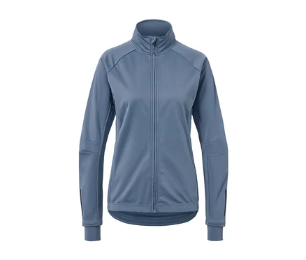 Hellblaue Fahrrad-Funktionsjacke mit Reißverschluss.