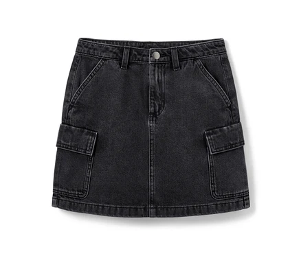 Schwarzer Kinder-Jeans-Rock.