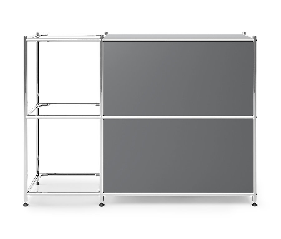 Graues Sideboard Metall »CN3« mit 2 Klappenfächern.