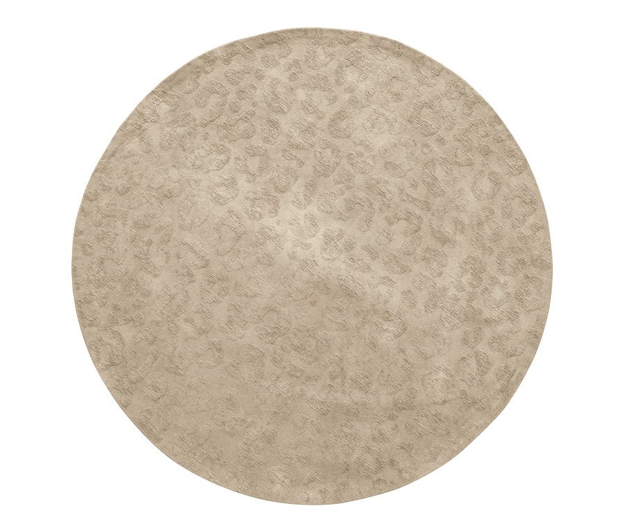 Sandfarbener runder Woood Teppich »Cato« 150 cm mit Tiermuster.