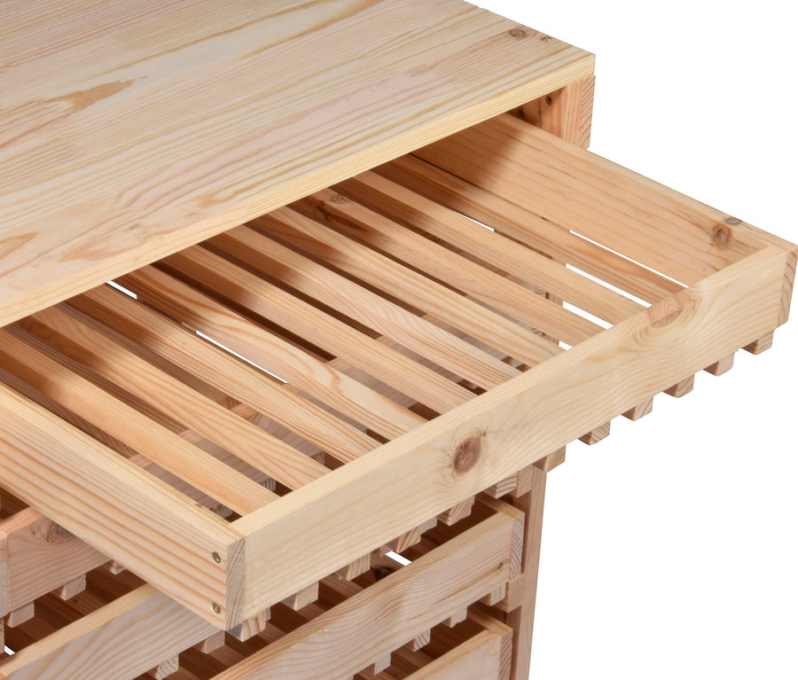 Detailaufnahme von Dobar Vorratsregal mit offenem Schubladensystem.