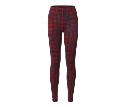 Rot-blaue karierte kuschelige Leggings.