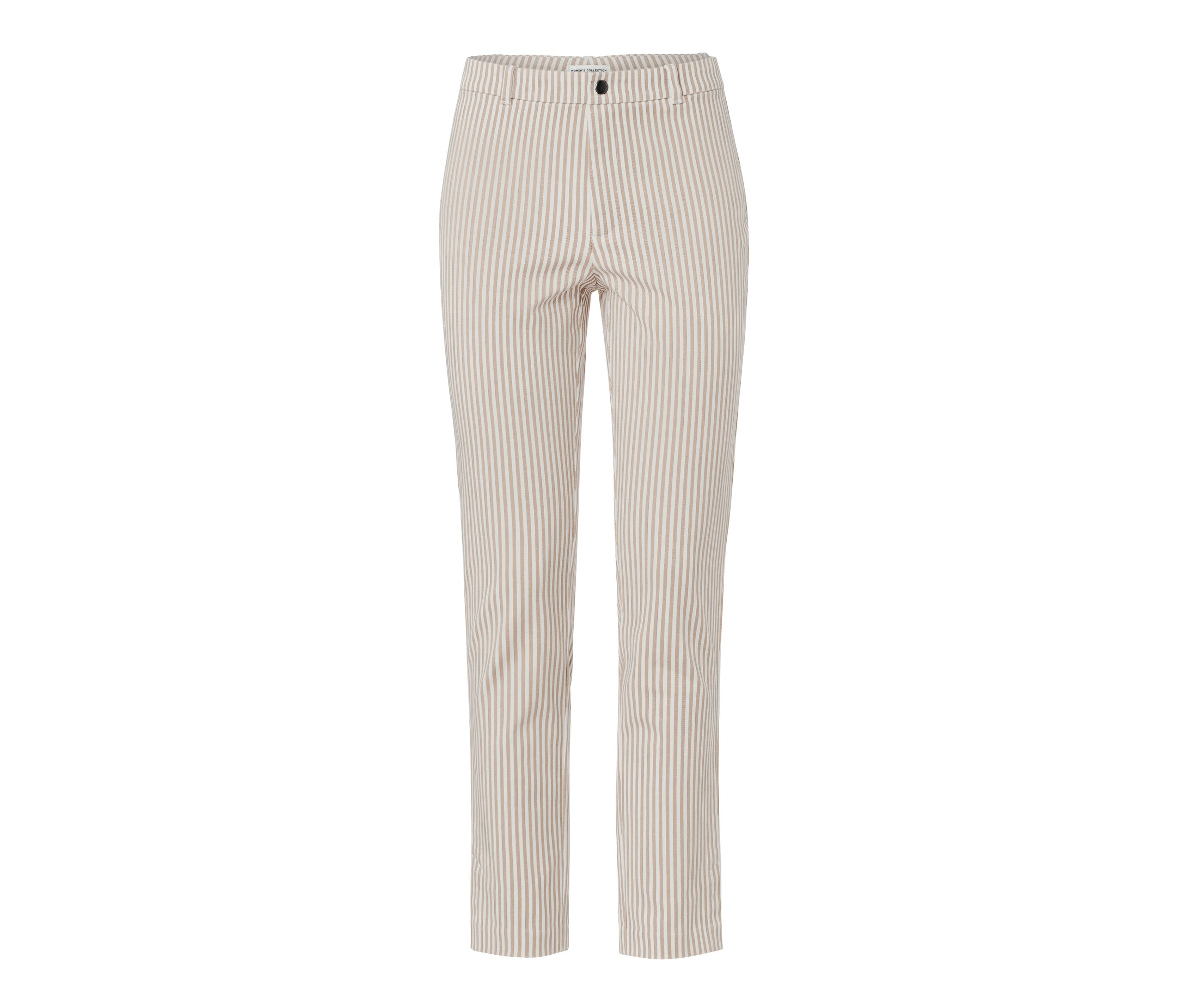 Tchibo - Gestreifte Stretch-Twill-Hose - Damen - Gr. 36 - creme/gestreift