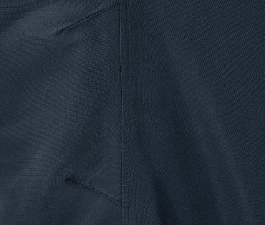 Detailaufnahme einer dunkelblauen Kinder-Regenhose.