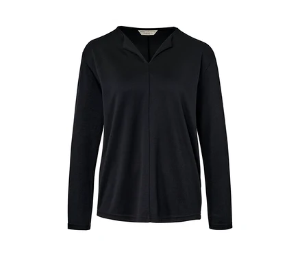 Schwarzes Blusenshirt mit langen Ärmeln.