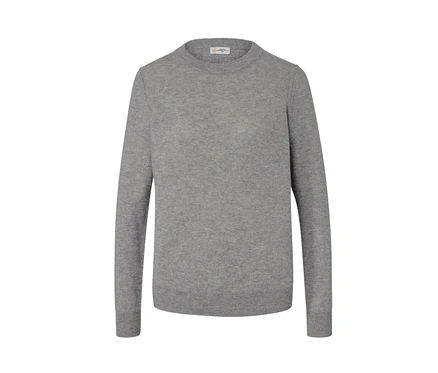 Grau melierter Feinstrickpullover mit Cashmere.