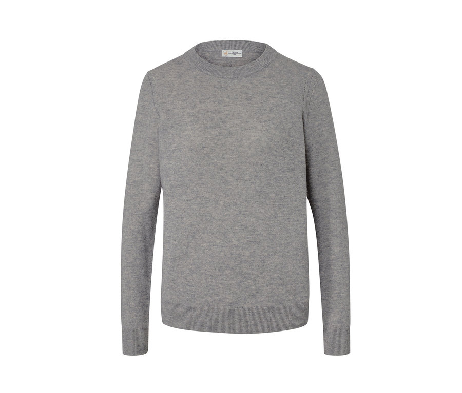 Grau melierter Feinstrickpullover mit Cashmere.