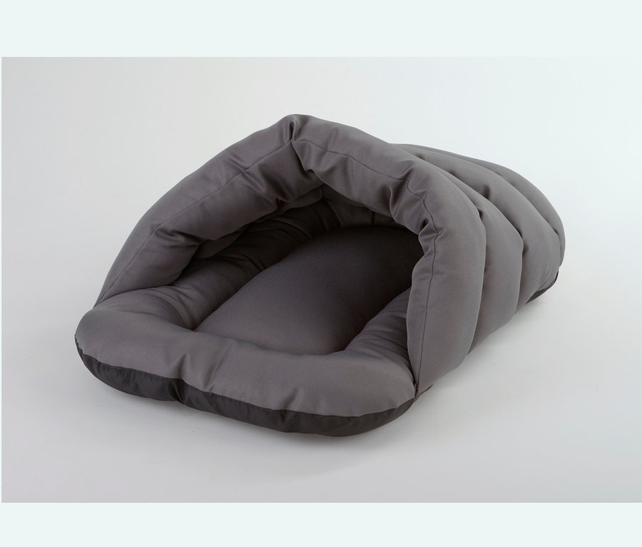 Graue Plüsch-Kuschelhöhle »Josy« für Haustiere auf weißem Hintergrund.
