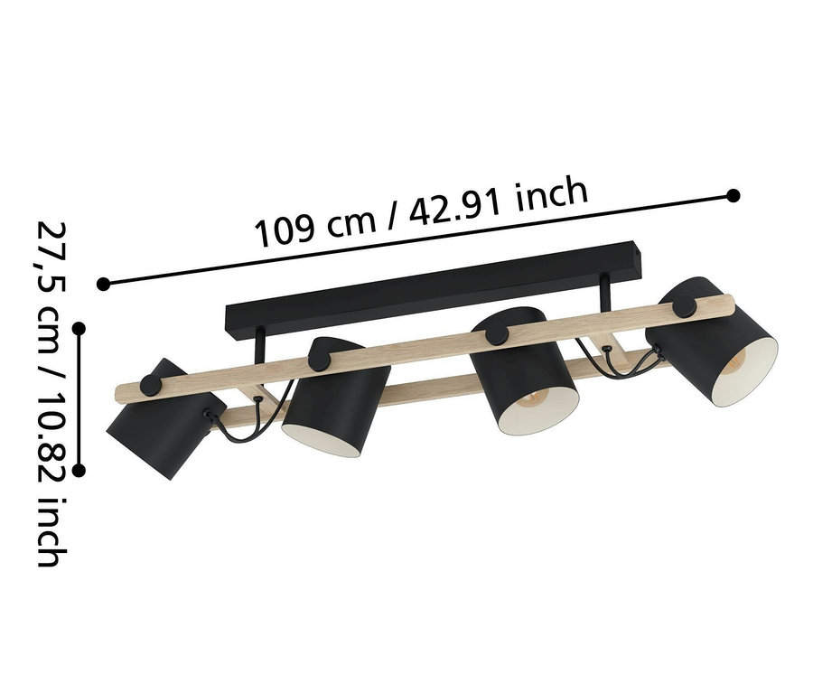 Abmessungen der Eglo Deckenleuchte »Hornwood«: 109 cm x 27,5 cm.