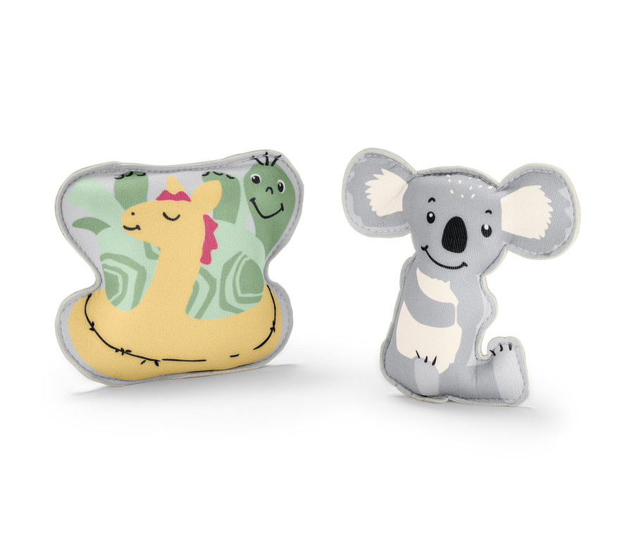 Zwei Tauch-Tierchen: ein gelber Seehund und ein grauer Koala.