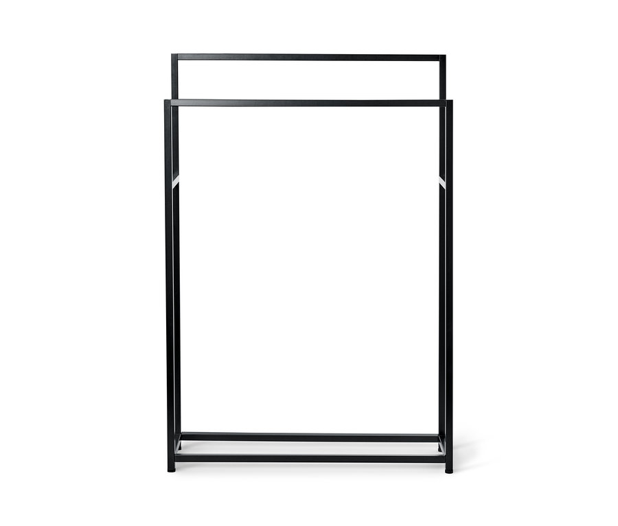 Schwarzer Handtuchhalter.