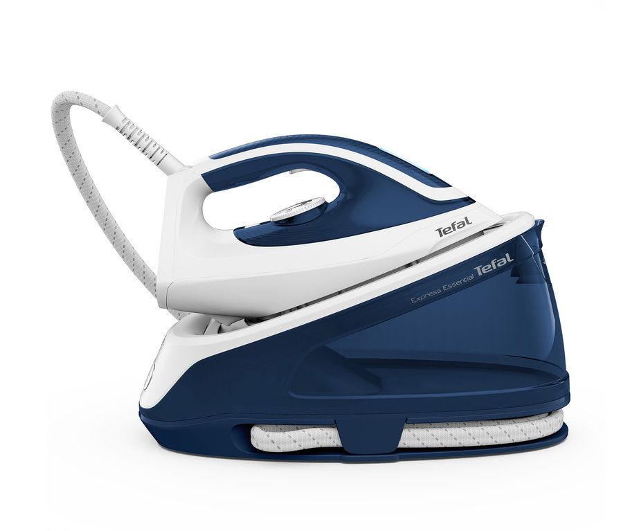 Blau-weißes Tefal Dampfbügeleisen »Express Essential«.