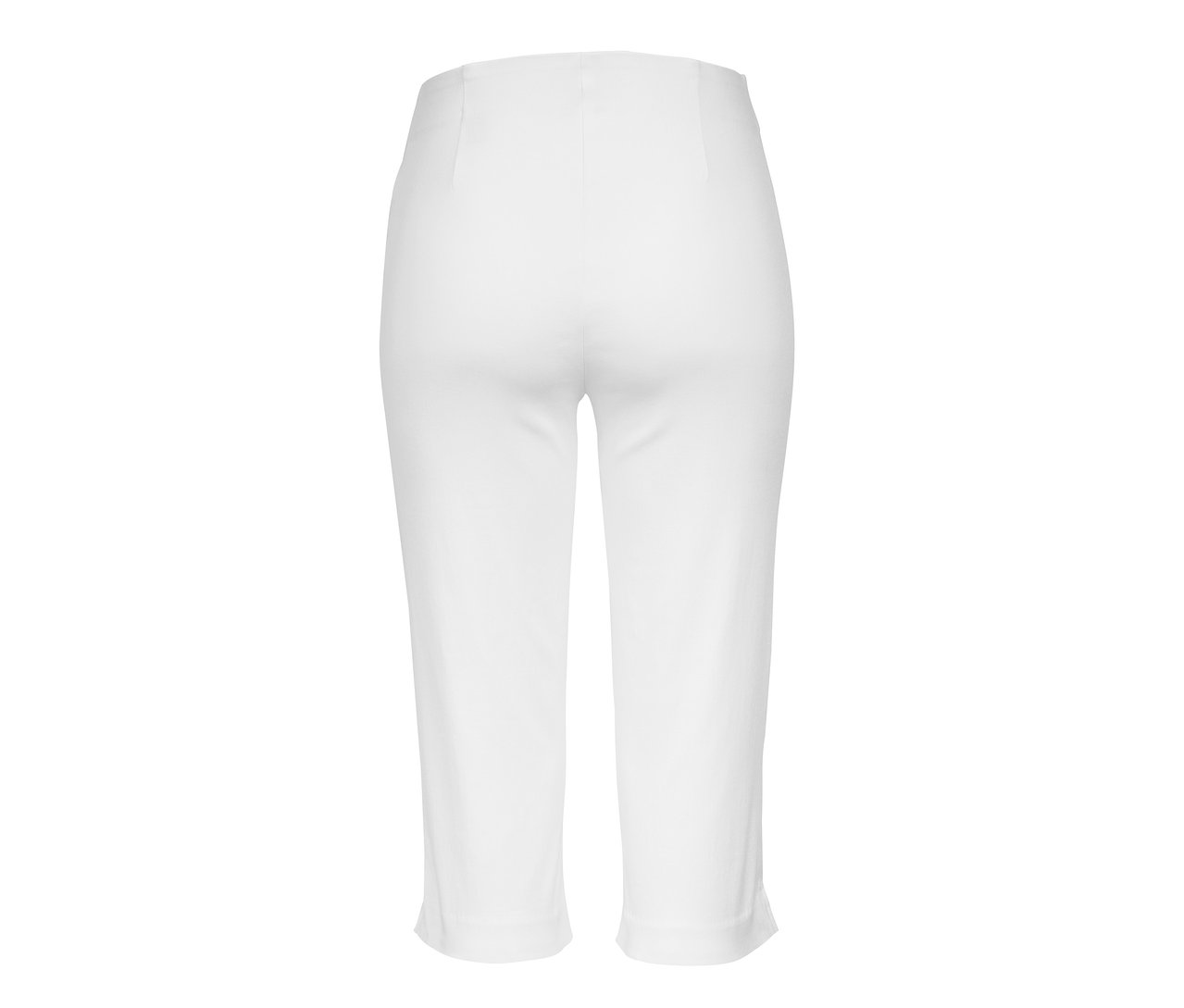 Rückansicht einer weißen 3/4-Stretchhose.