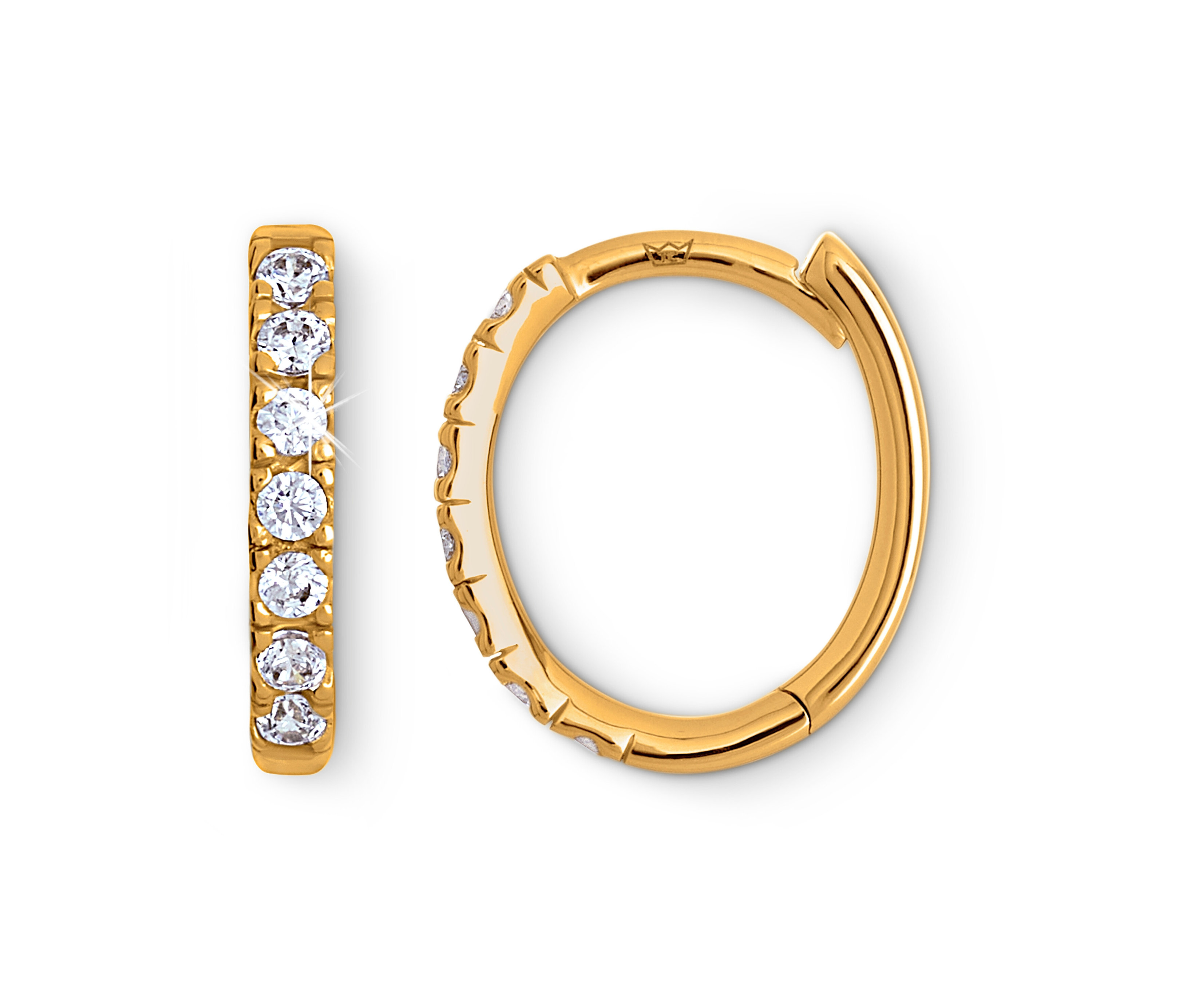 Tchibo - 375 Gold Creolen Zirkonia - weiß