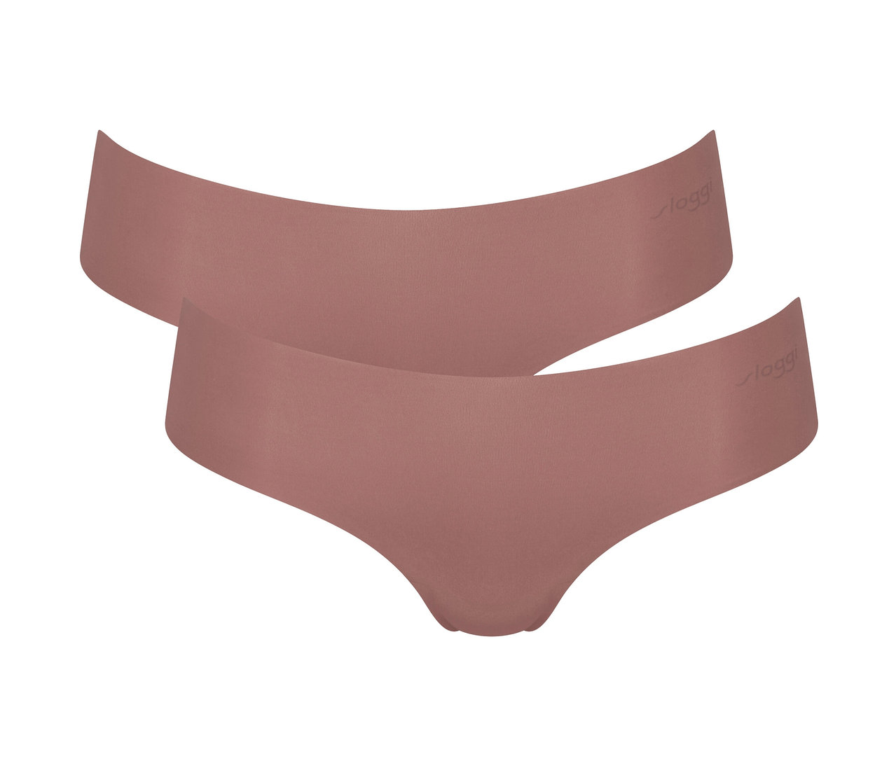 Zwei roséfarbene Sloggi ZERO Microfibre 2.0 Hüftslips.