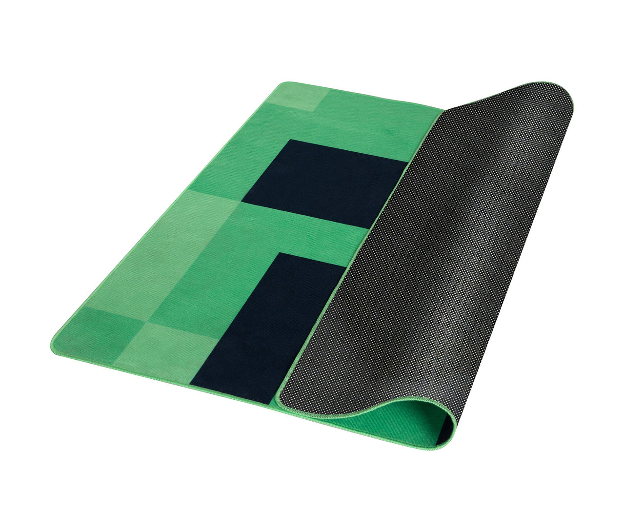 Der grüne roba Minecraft Teppich »Creeper« mit dunkelblauen und hellgrünen Quadraten.