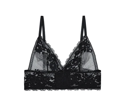 Schwarzer, bügelloser Triangel-BH »Nina« von Passionata mit Spitzendetails.