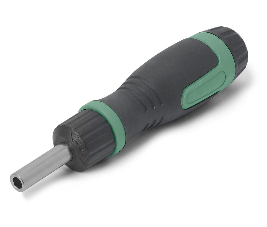 Detail eines magnetischen Ratschenschraubendrehers.