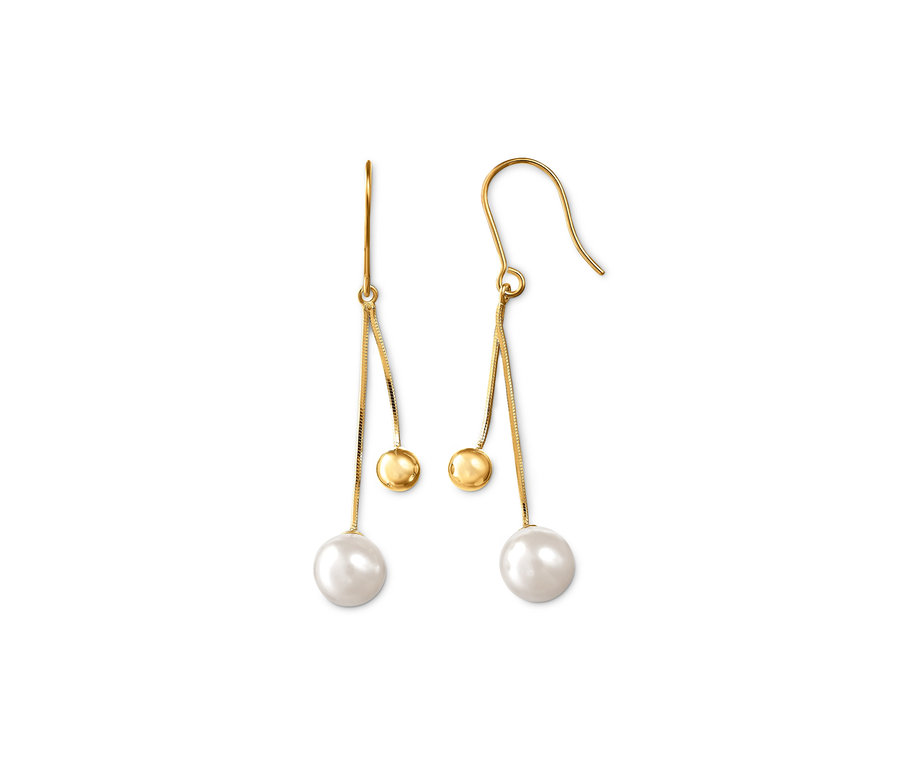 Zwei goldene Ohrhänger aus 925er Silber vergoldet, mit Muschelkernperle.