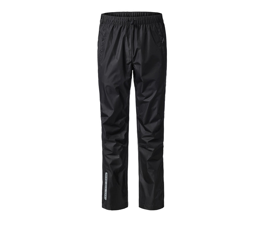 Eine schwarze High-Tech-Regenhose.