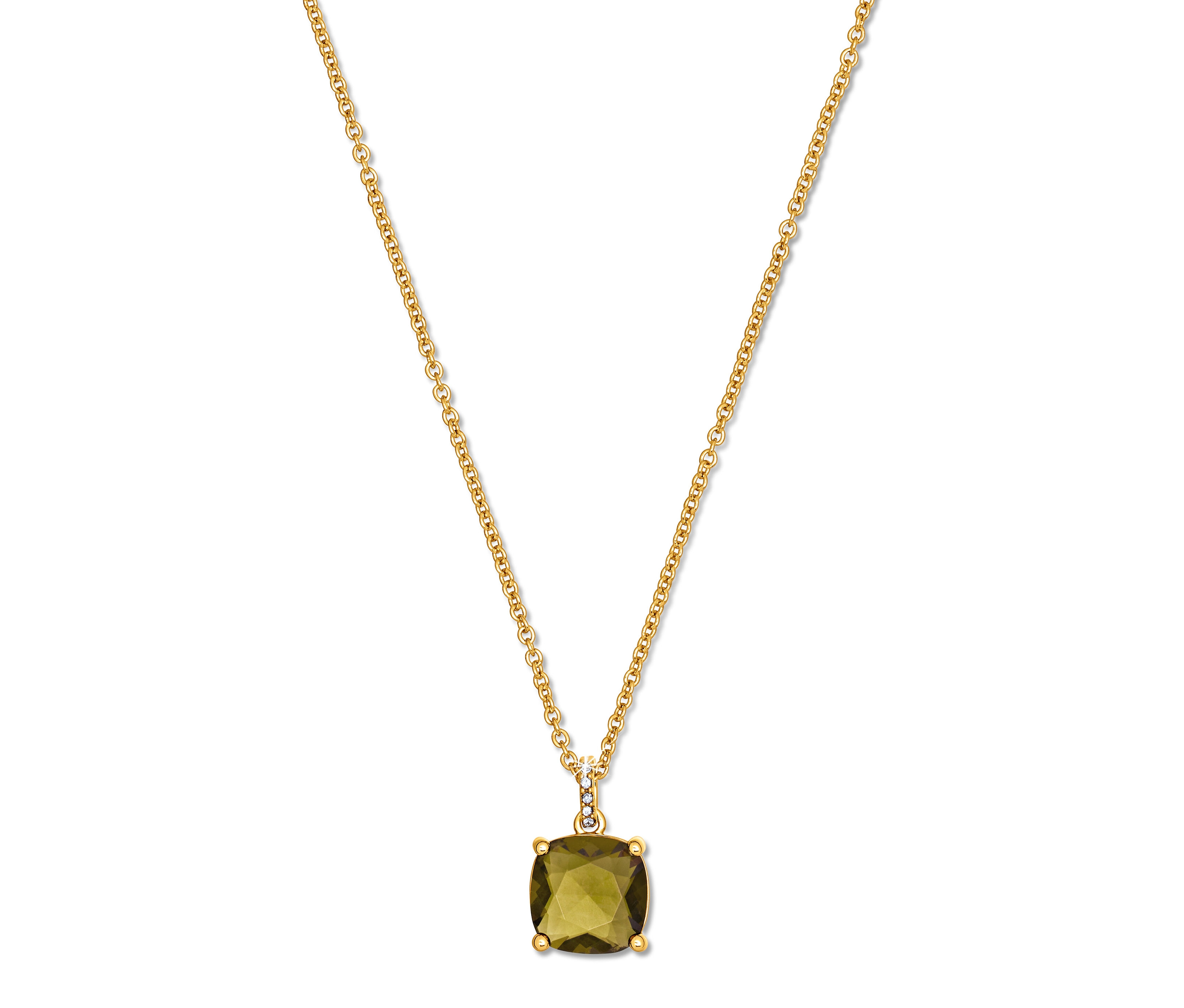 Tchibo - Kette mit grün-braunem Glaskristallstein - grün