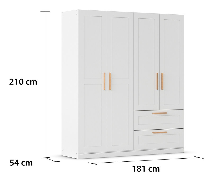 Weißer, vierteiliger Drehtürenschrank »Quadra-Spin Country« von Rauch mit zwei Schubladen.