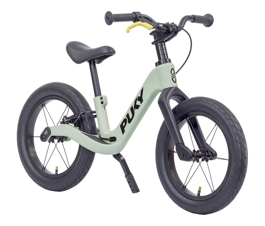 Das PUKY Laufrad NEXT BUNDLE 12" und 14" in Hellgrün und Schwarz, seitliche Ansicht.