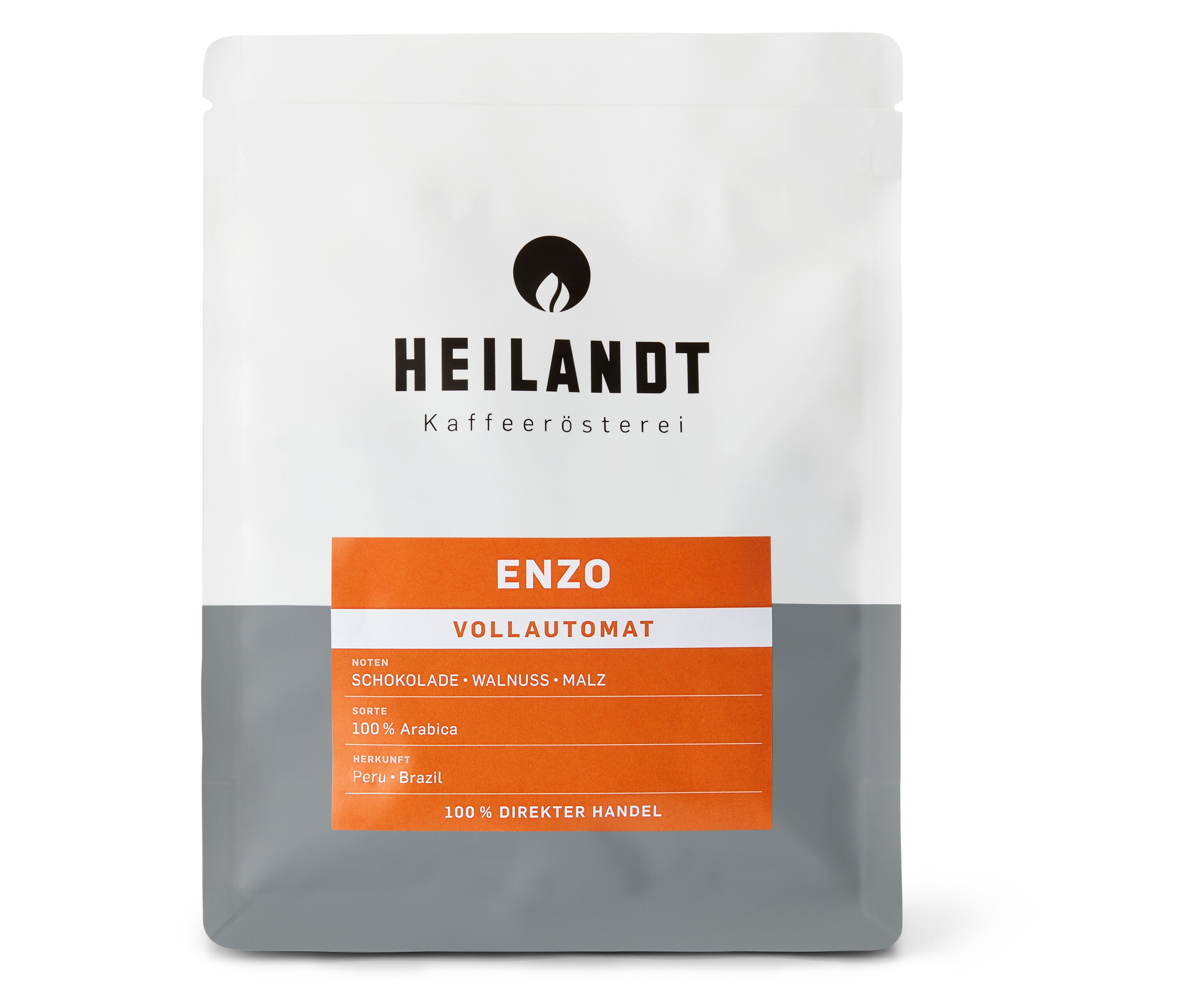 Weiße Packung Heilandt - Enzo Caffè Crema - 250 g Ganze Bohne.