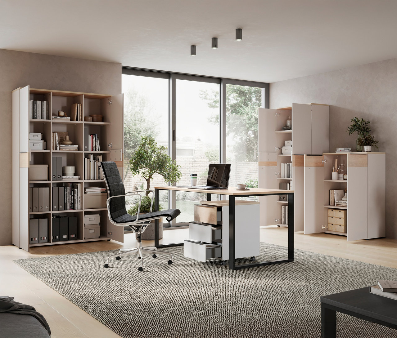 Einrichtung eines Arbeitszimmers mit einem kleinen Aktenschrank »Oviedo«.