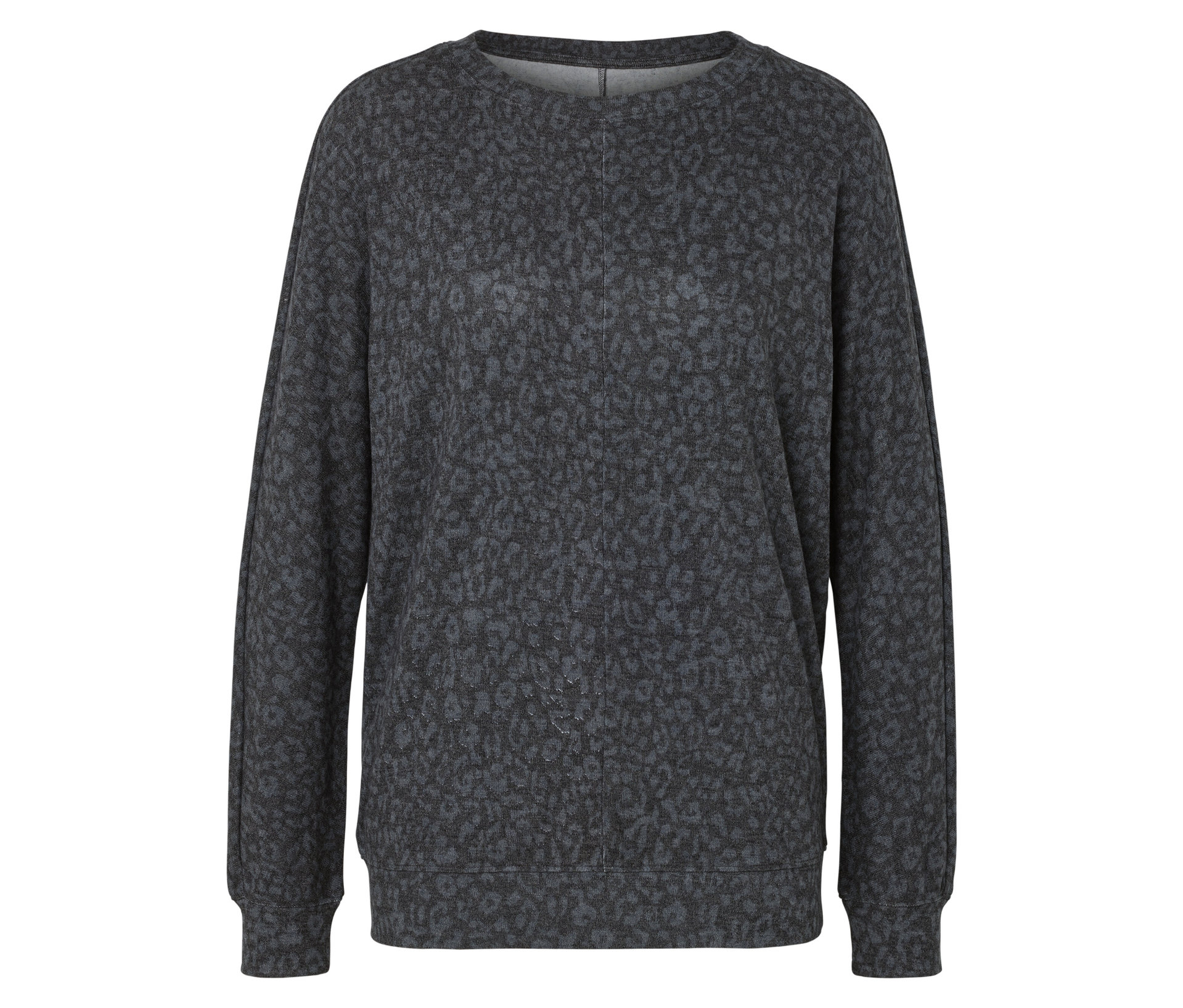 Bedrucktes Fledermausshirt - Damen - Gr. S - schwarz/print - schwarz