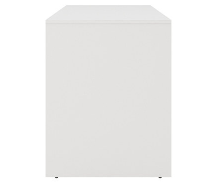 Ansicht eines weißen Tisches oder Schranks vor einem weißen Hintergrund.