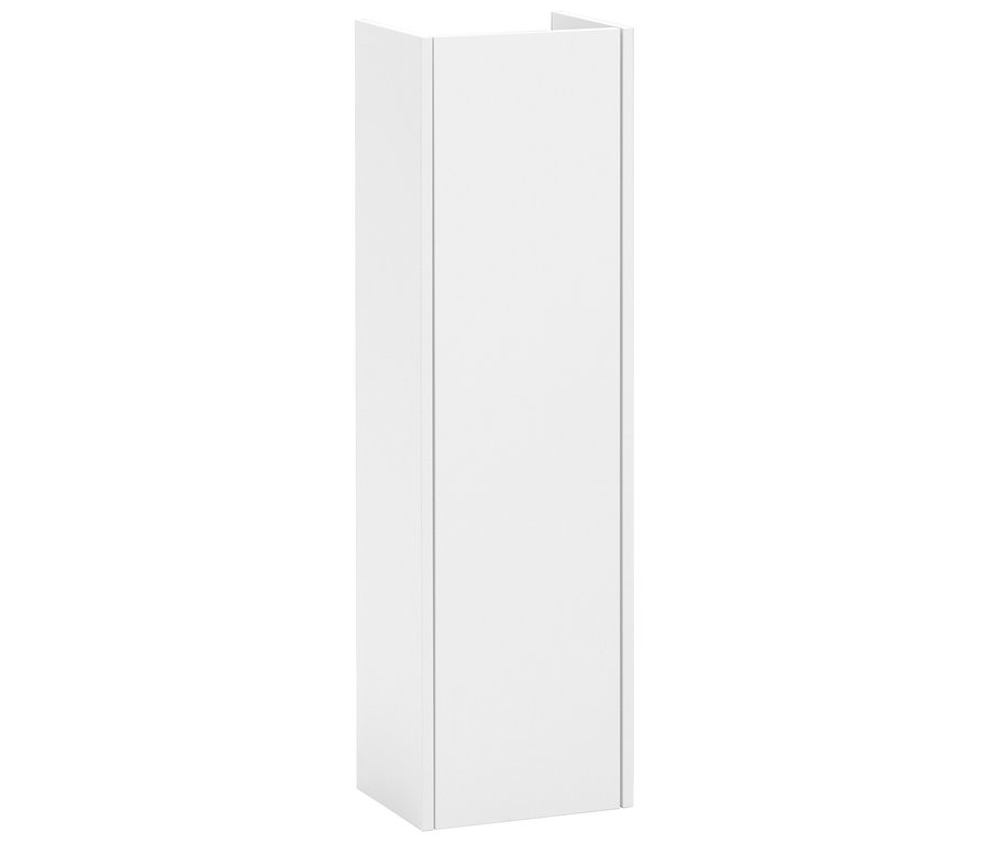 Weißer Hochschrank auf weißem Hintergrund.