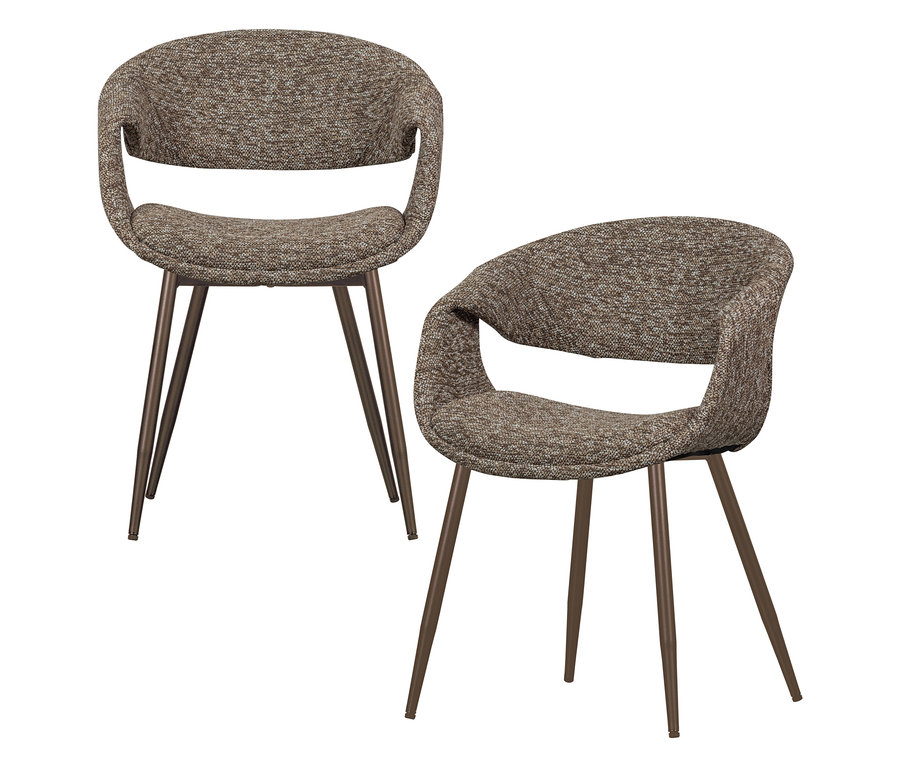 Zwei kupferbraune WOOOD Esszimmerstühle »Yossi« mit Metallfuß im 2er-Set.