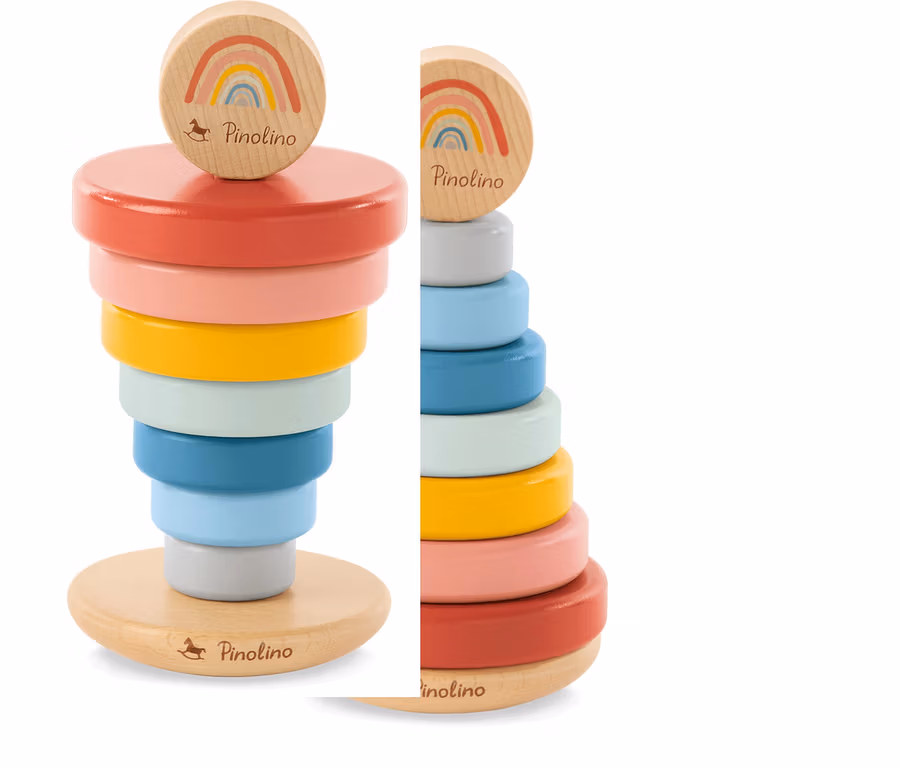 Pinolino Stapelturm »Ruby« aus Holz mit bunten Ringen.
