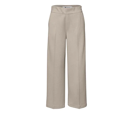Beige Street One 7/8-Culotte mit weitem Bein und flachem Bund.