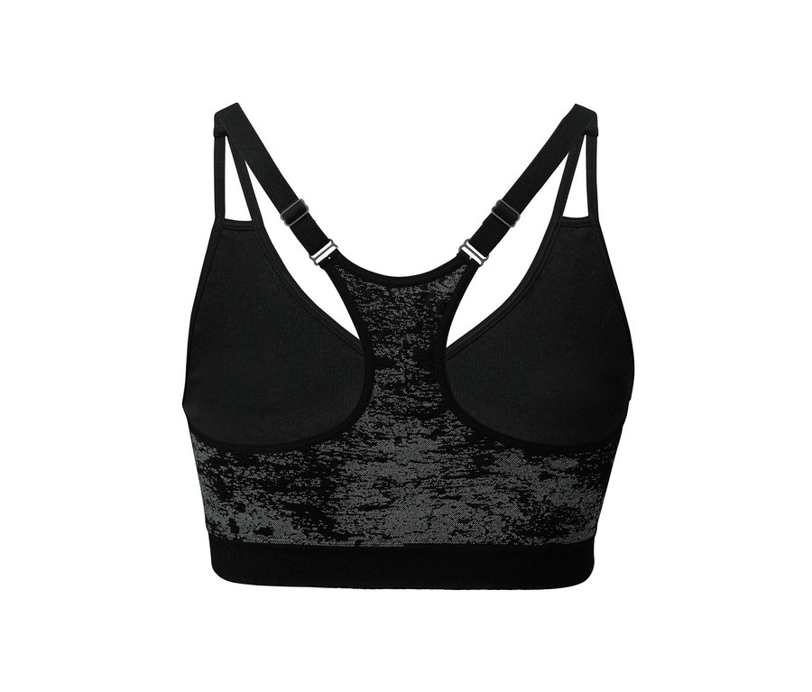Schwarzes Sport-Bustier auf weißem Hintergrund.