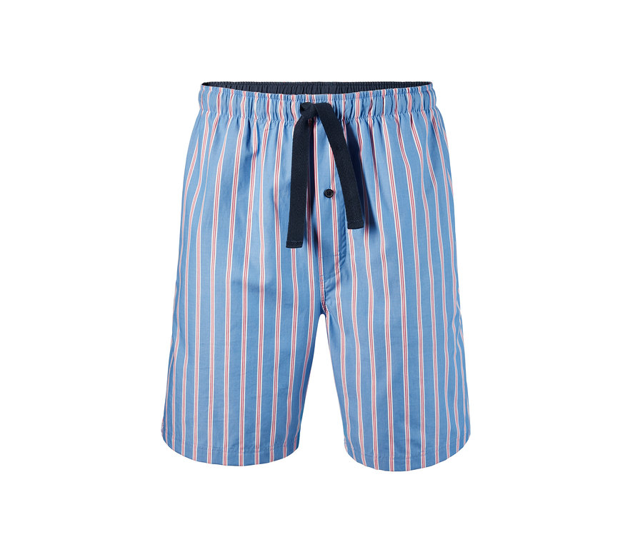 Ein blau-rot gestreifter Shorty-Pyjama.