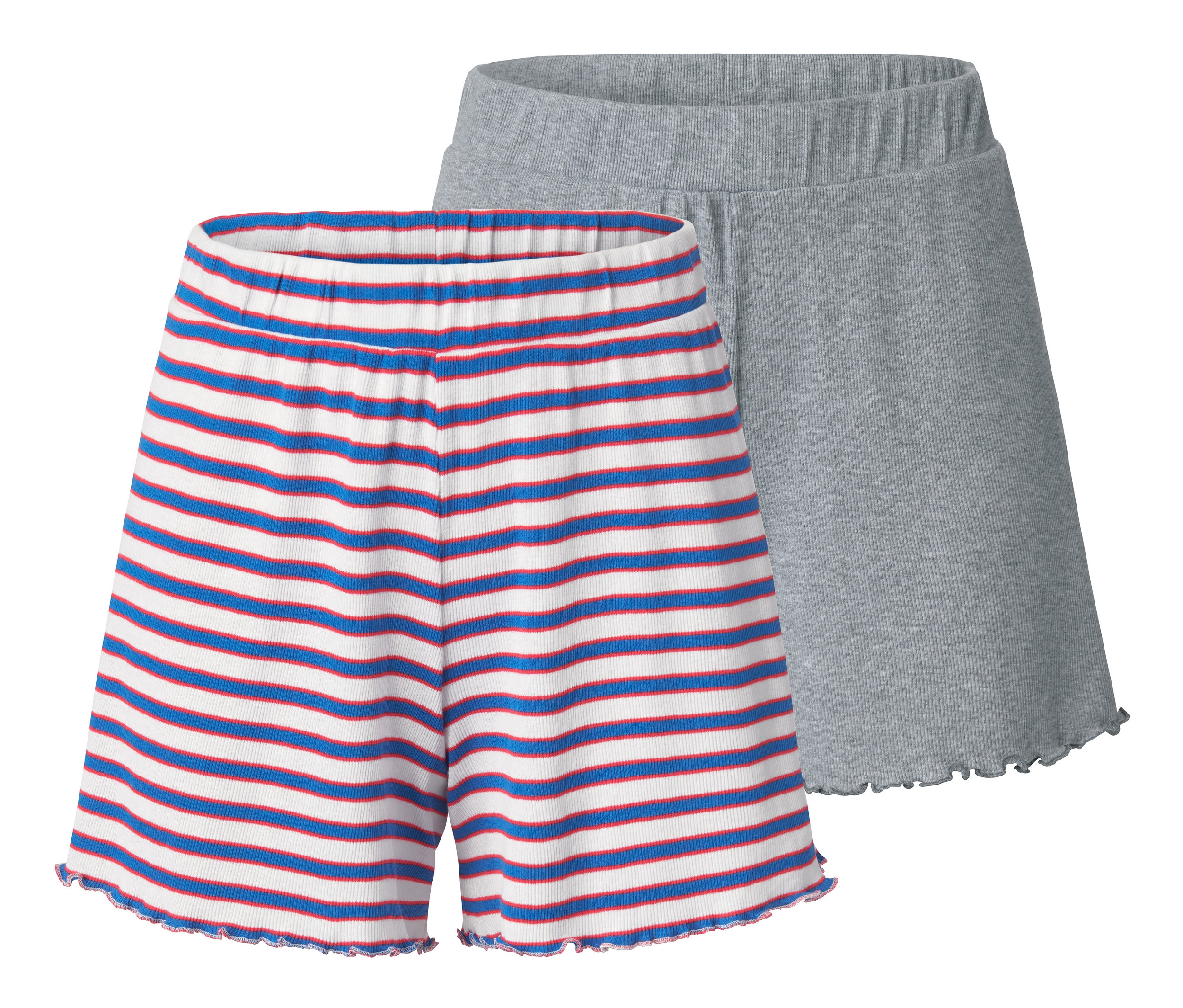 Tchibo - 2 Shorts aus Rippe - Damen - Gr. S - weiß/gestreift