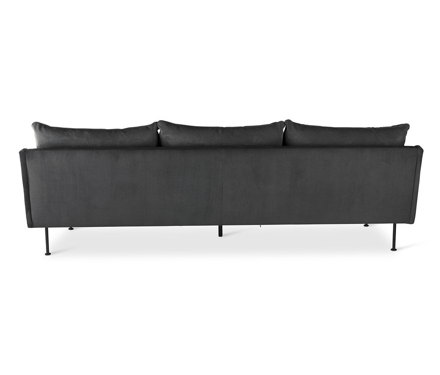 Rückansicht des anthrazitfarbenen Design-3-Sitzer-Sofas von SCAPA.