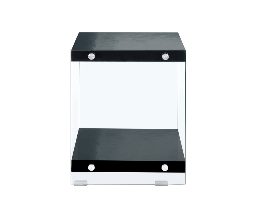 Schwarzer Kayoom Beistelltisch »Elementary 125« mit transparenten Glaswänden.