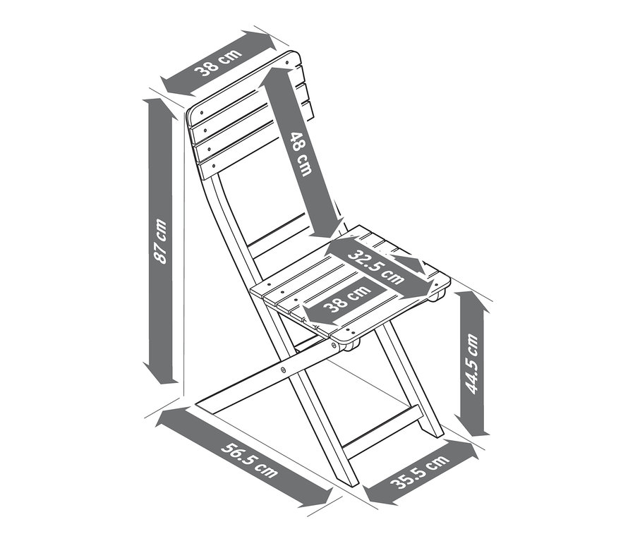 Abbildung des Dining-Sets »Leira«, 6-teilig, mit Maßangaben.