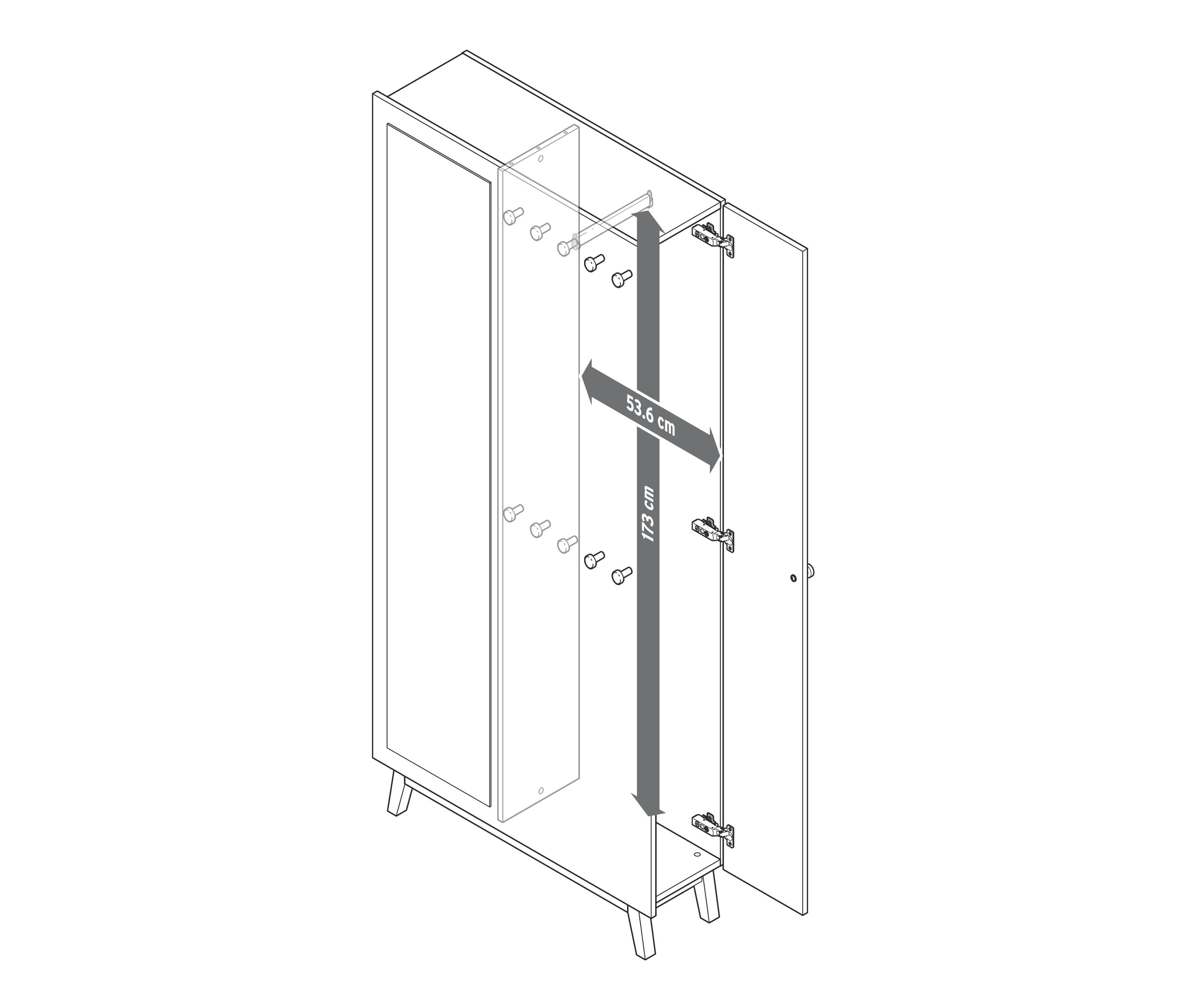 Thumbnail - Tchibo - Multifunktionaler Flurschrank - 98,5x30,5x190cm - silber - Holz / Eschen-Massivholz / Metall
