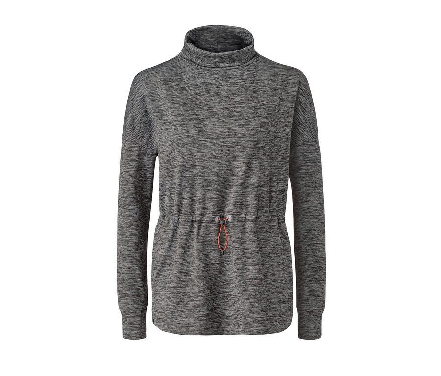 Grauer Thermo-Funktionssweater mit langen Ärmeln.
