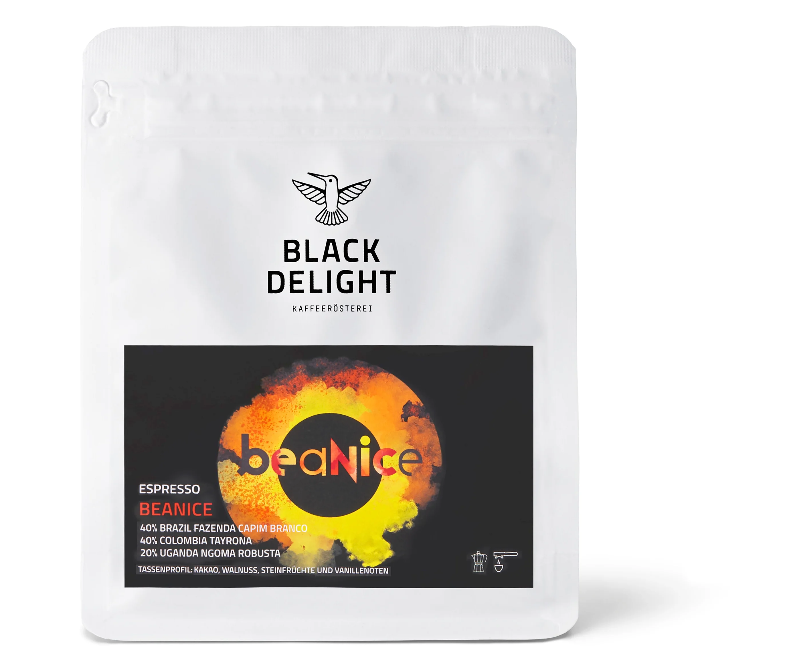 Ice Ice günstig Kaufen-Black Delight - Beanice Espresso - 250 g Ganze Bohne - Intensität: 5/6. Black Delight - Beanice Espresso - 250 g Ganze Bohne - Intensität: 5/6 <![CDATA[Black Delight - BEANICE Espresso - 250 g Ganze Bohne Aufbewahrungshinweise: Trocken, dunkel u