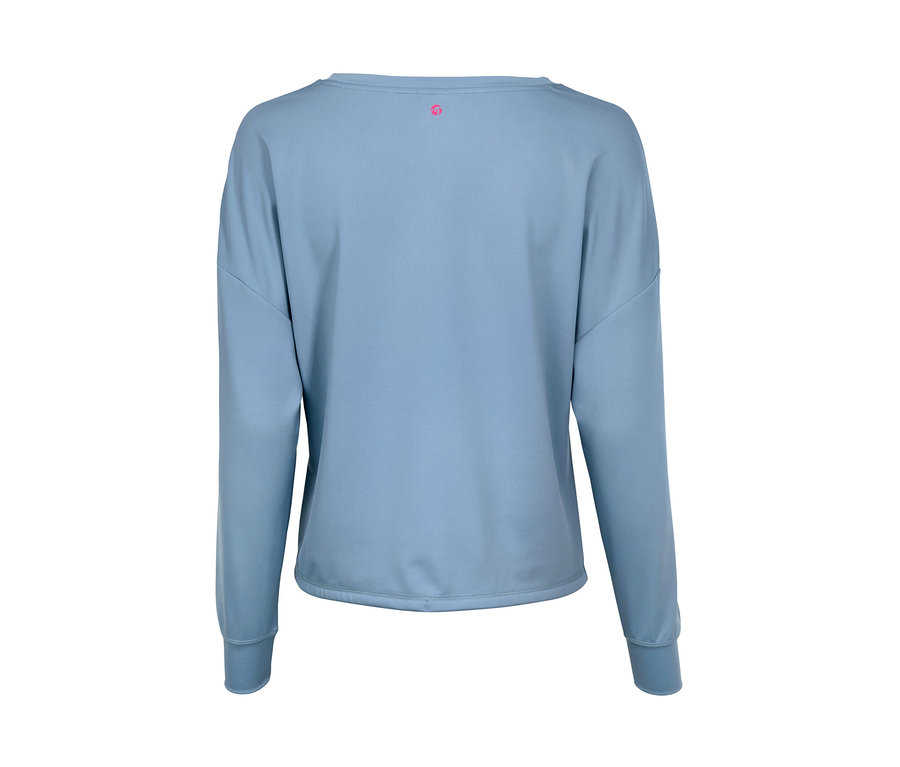 Blauer Sweater.